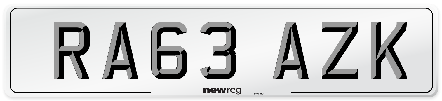 RA63 AZK Number Plate from New Reg
